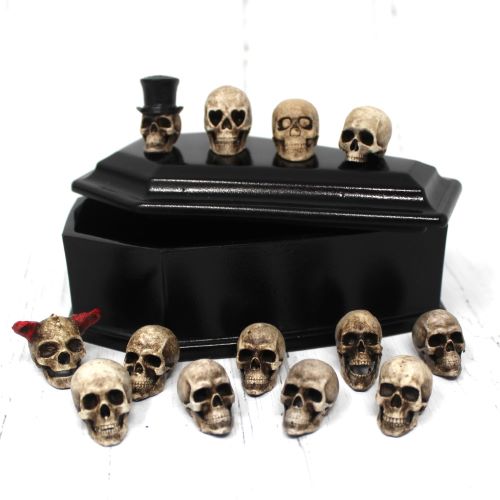 Coffin Trinket Box filled with Skulls